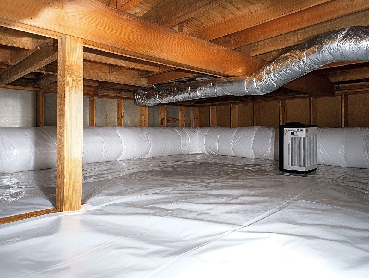 Dried crawl space after moisture remediation
